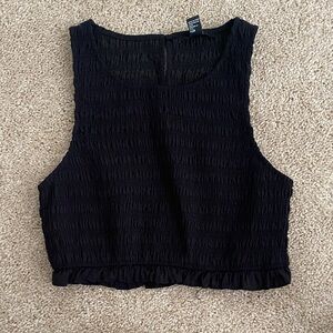 Forever 21 Black Textured Crop Top